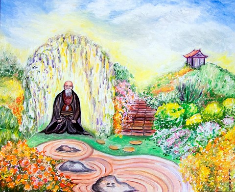 poster Zen meditation Little Monk artist Ellhëa