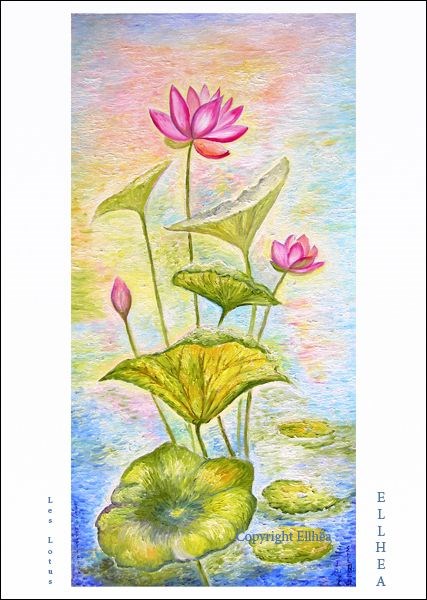poster zen les Lotus Roses peinture Ellhea