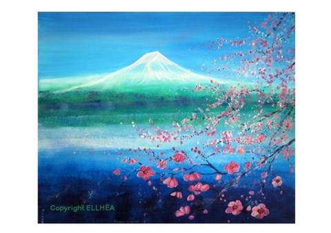 Reproduction d'une peinture feng-shui Printemps sur le Lac du peintre Ellhëa