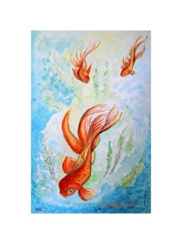 Peinture poissons rouges, pour activer le secteur Richesse - peinture Ellhëa